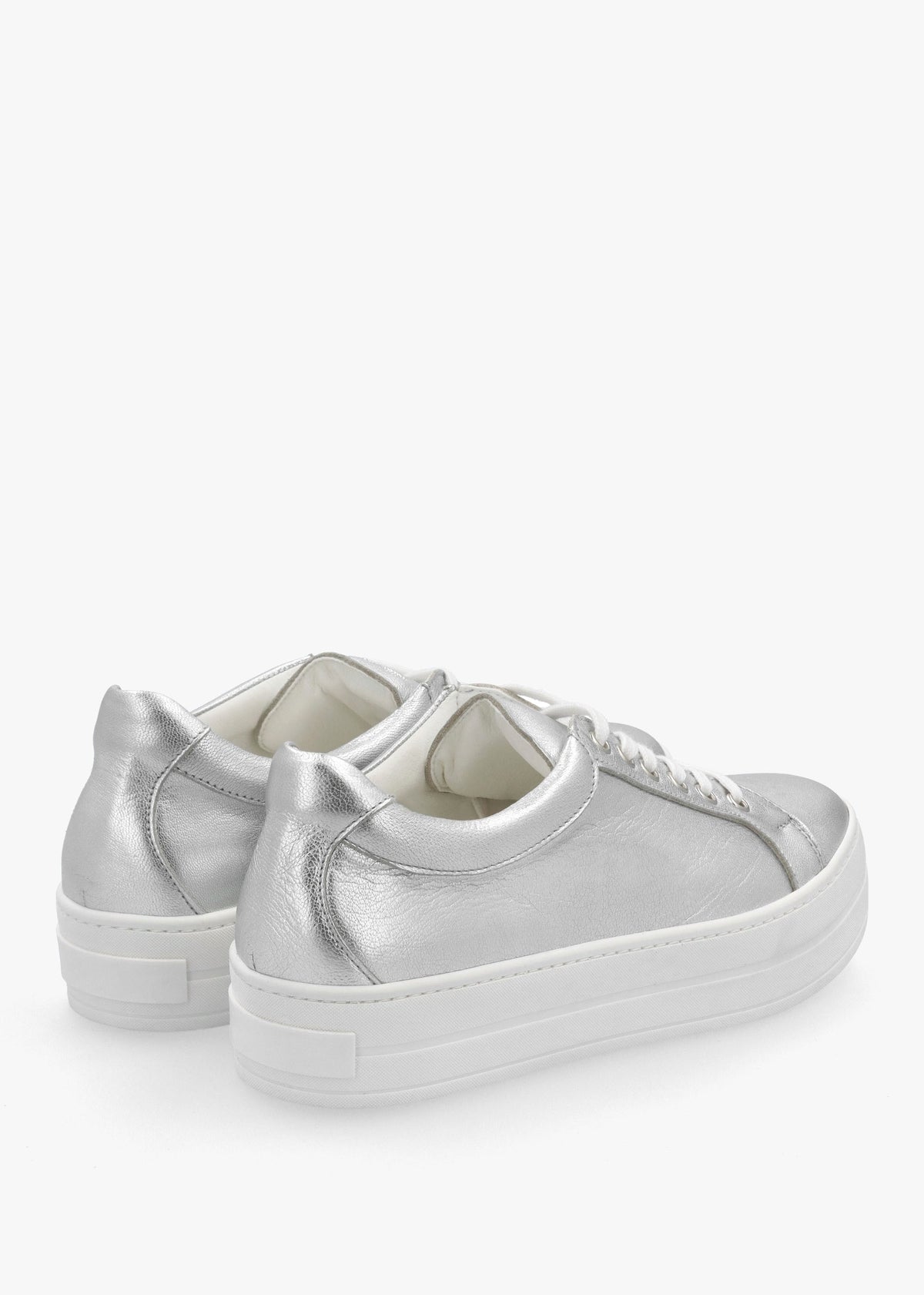 Piccadilly Circus Silver Leather Flatform Trainers