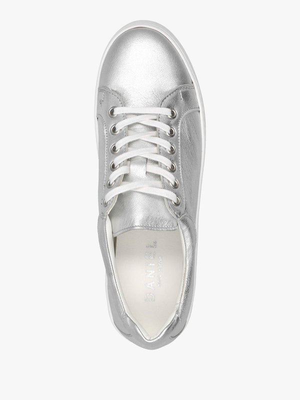 Piccadilly Circus Silver Leather Flatform Trainers