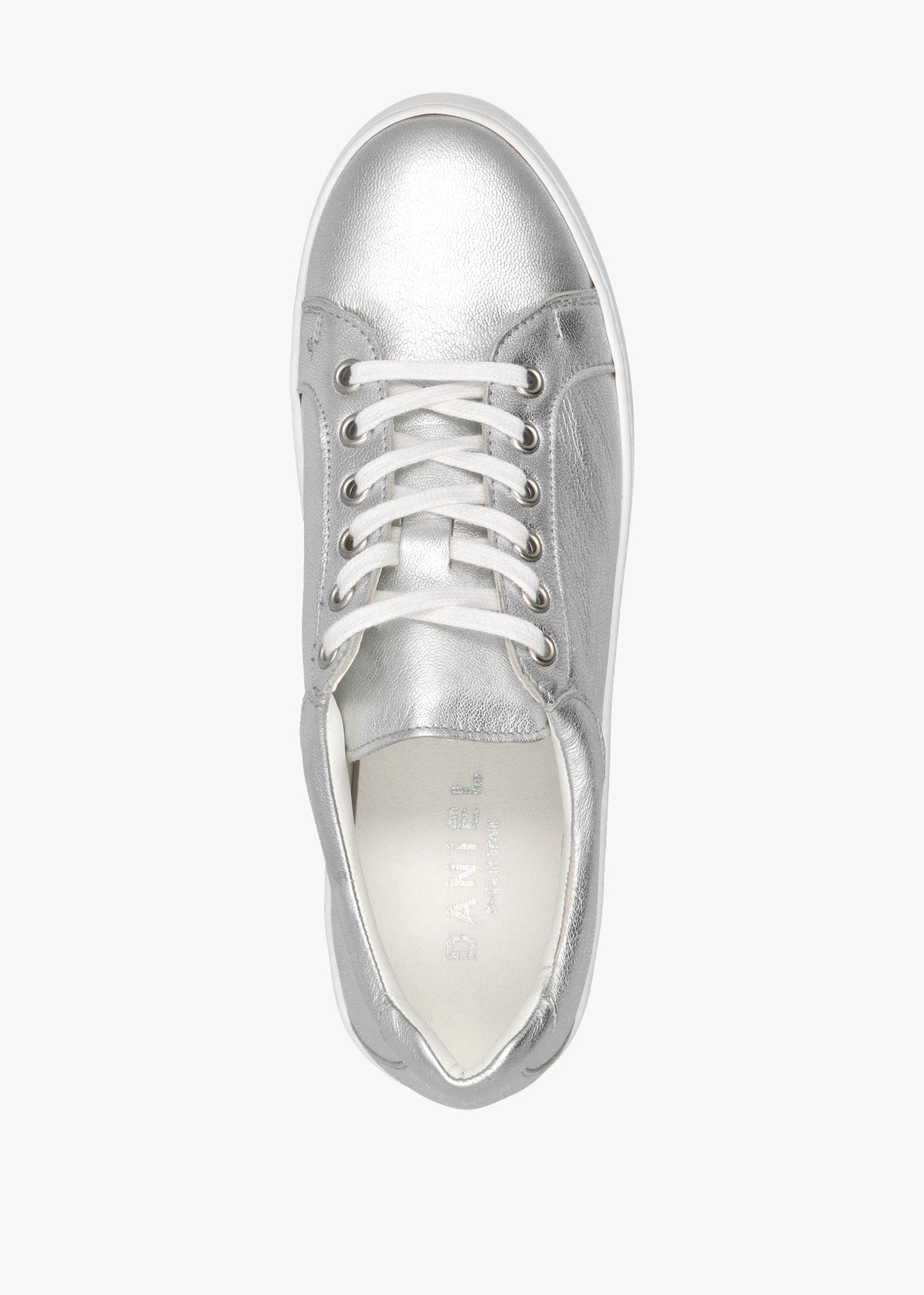 Piccadilly Circus Silver Leather Flatform Trainers