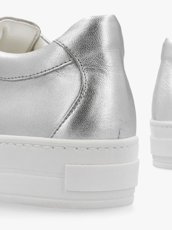 Piccadilly Circus Silver Leather Flatform Trainers