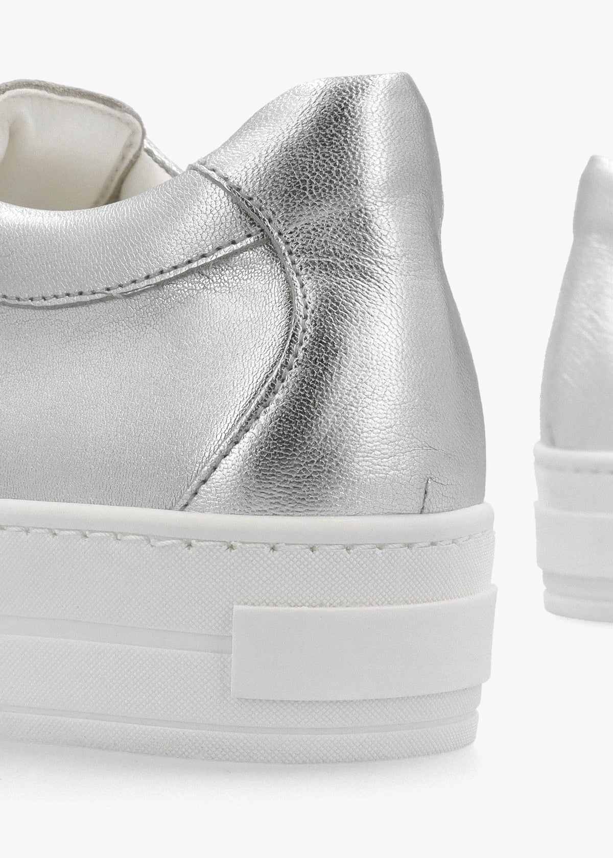 Piccadilly Circus Silver Leather Flatform Trainers
