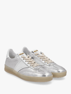 Flash Silver Metallic Leather Trainers