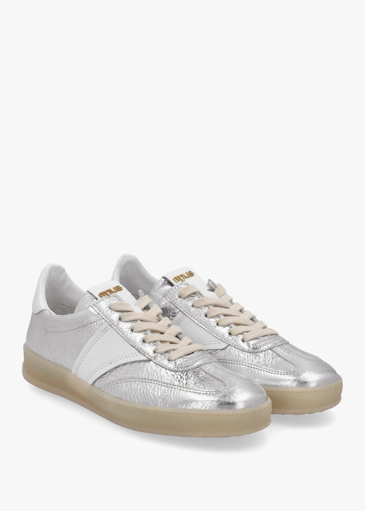 Flash Silver Metallic Leather Trainers