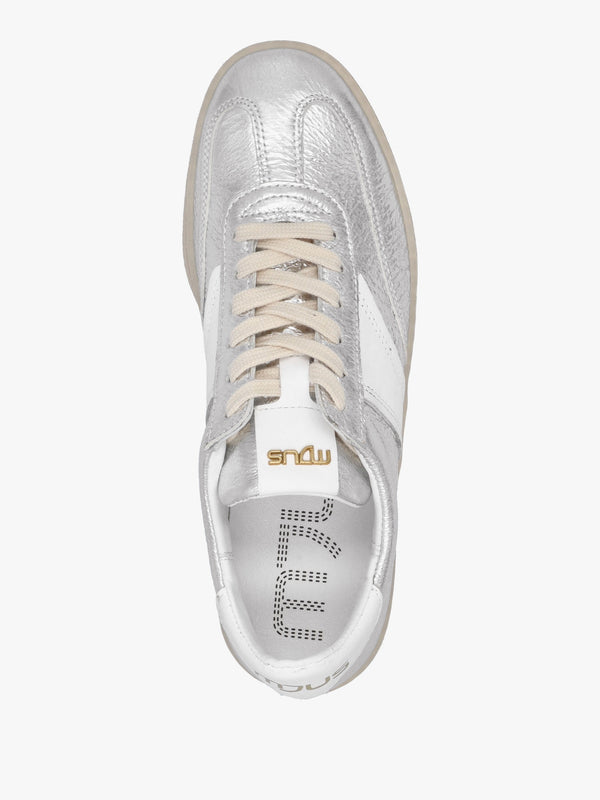Flash Silver Metallic Leather Trainers
