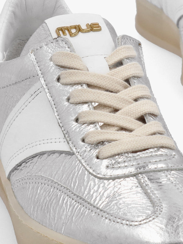 Flash Silver Metallic Leather Trainers
