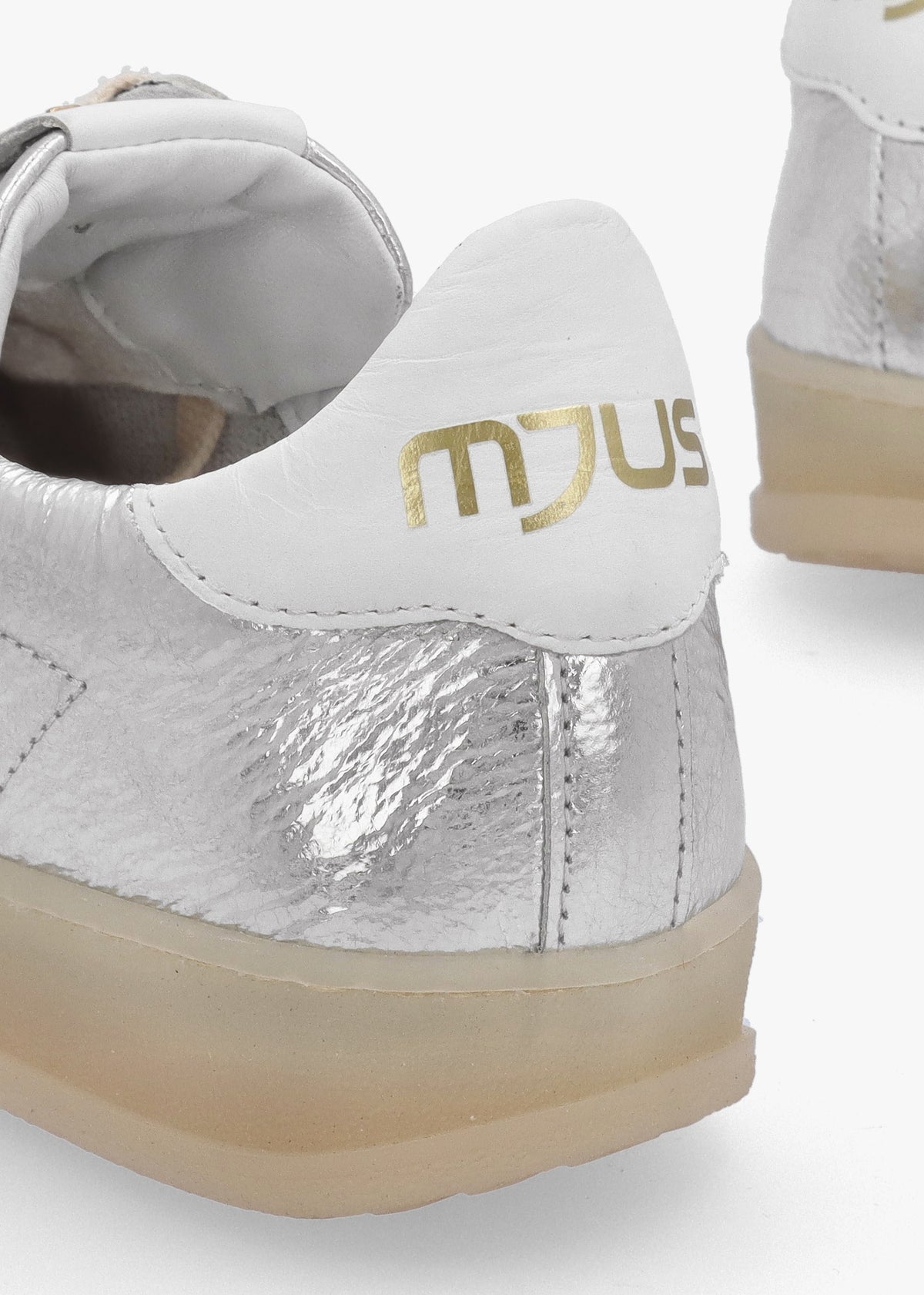 Flash Silver Metallic Leather Trainers
