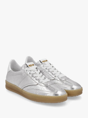 Genova Silver Metallic Leather Trainers