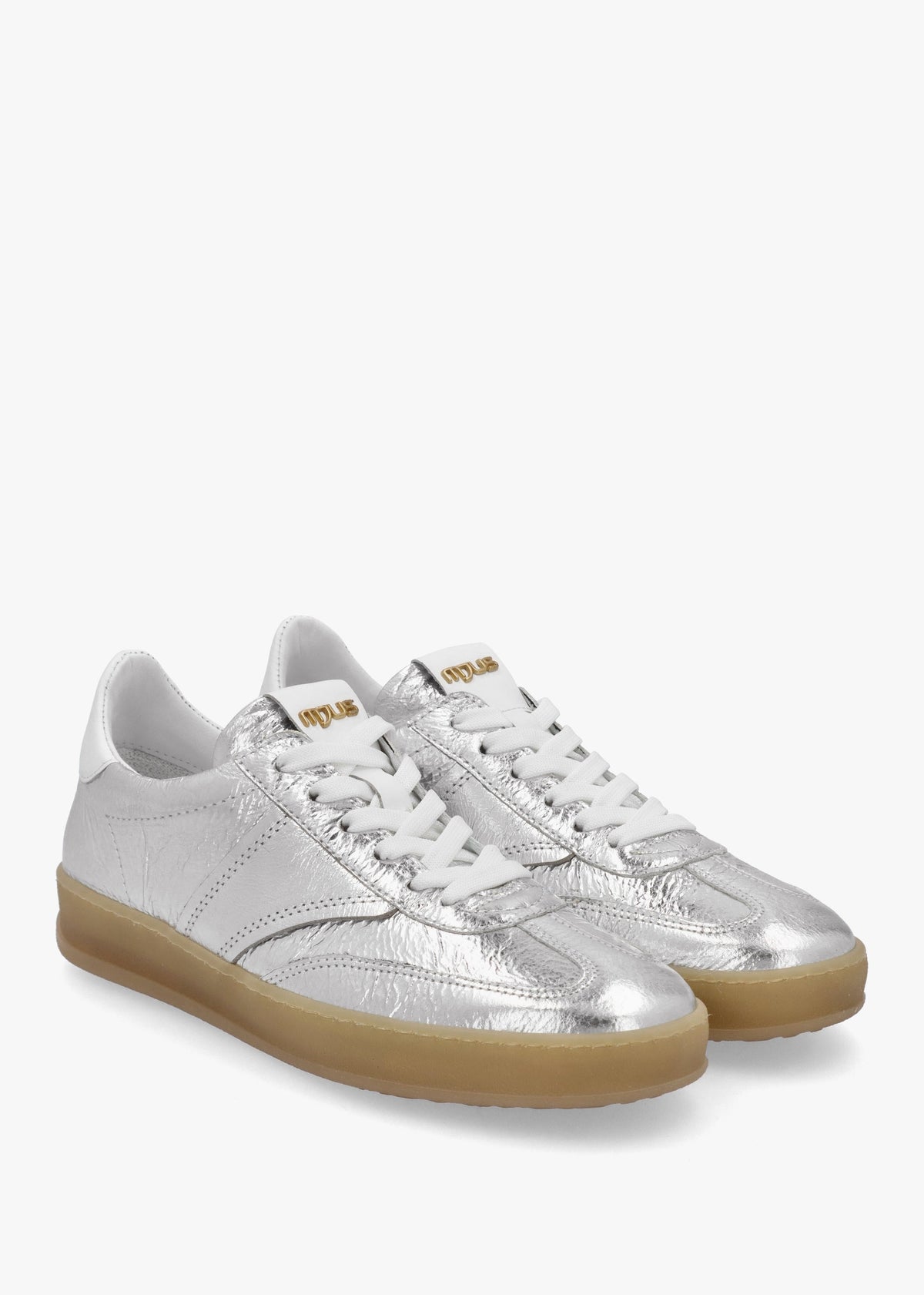 Genova Silver Metallic Leather Trainers