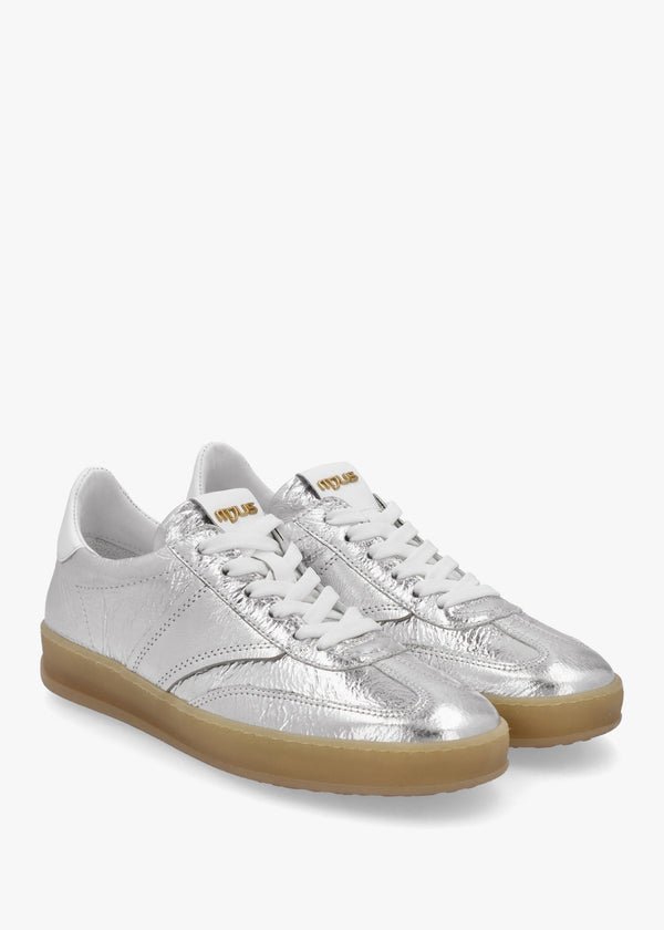 Genova Silver Metallic Leather Trainers