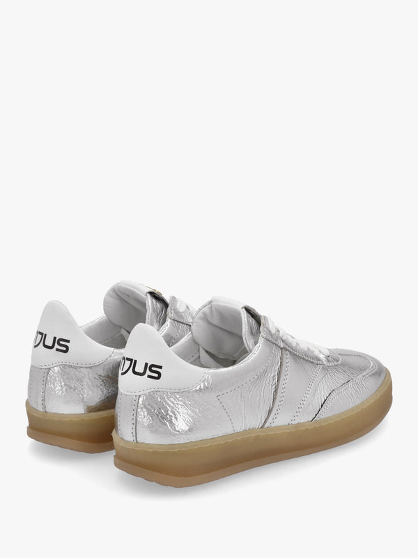 Genova Silver Metallic Leather Trainers