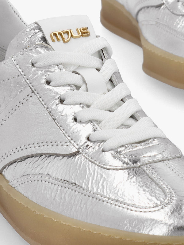 Genova Silver Metallic Leather Trainers