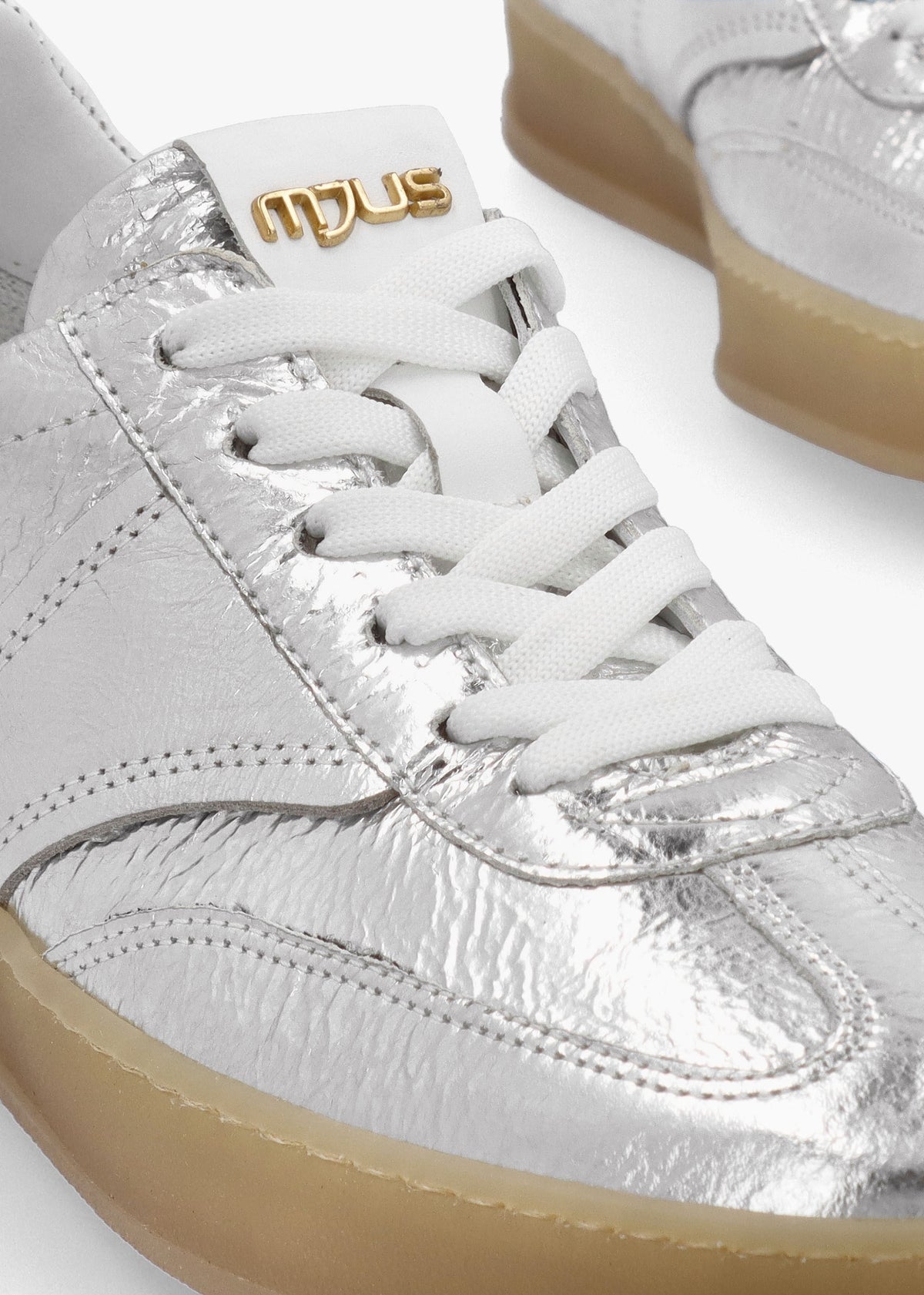Genova Silver Metallic Leather Trainers