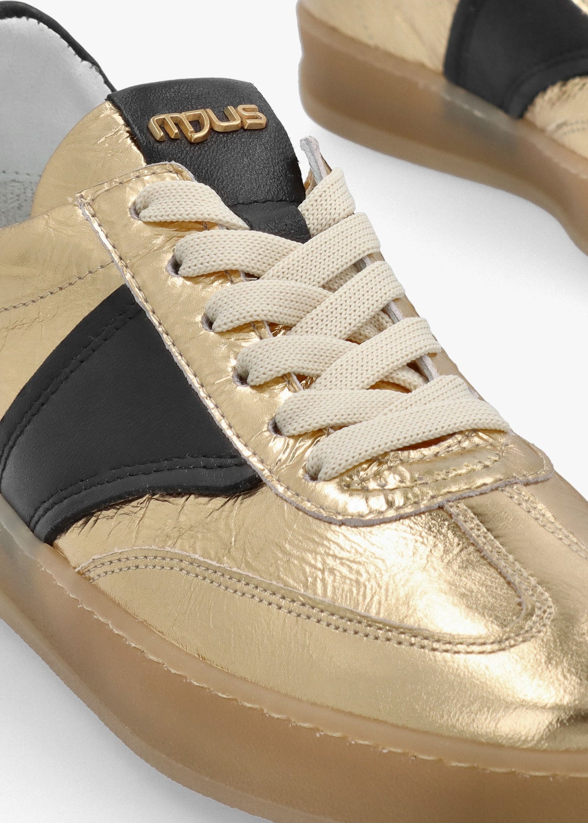 Flash Gold Metallic Leather Trainers