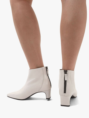 Sedda Cream Leather Low Heel Ankle Boots