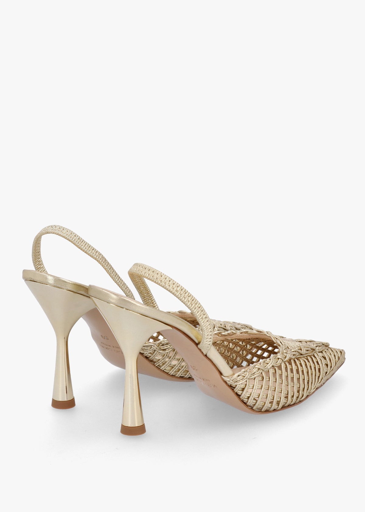 Tiffi Gold Leather Woven Sling Back Court Shoes