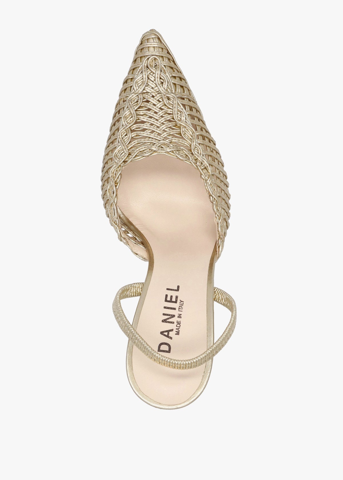 Tiffi Gold Leather Woven Sling Back Court Shoes
