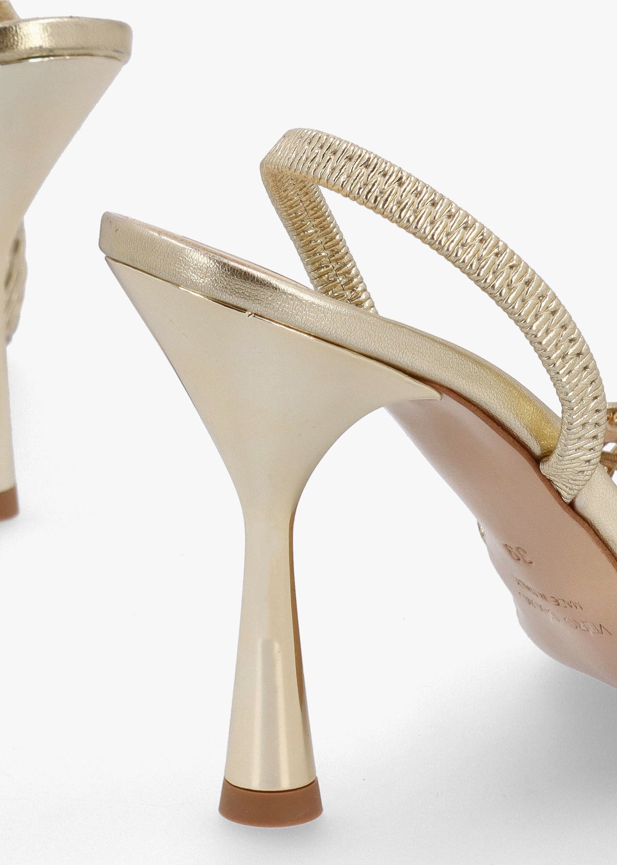 Tiffi Gold Leather Woven Sling Back Court Shoes