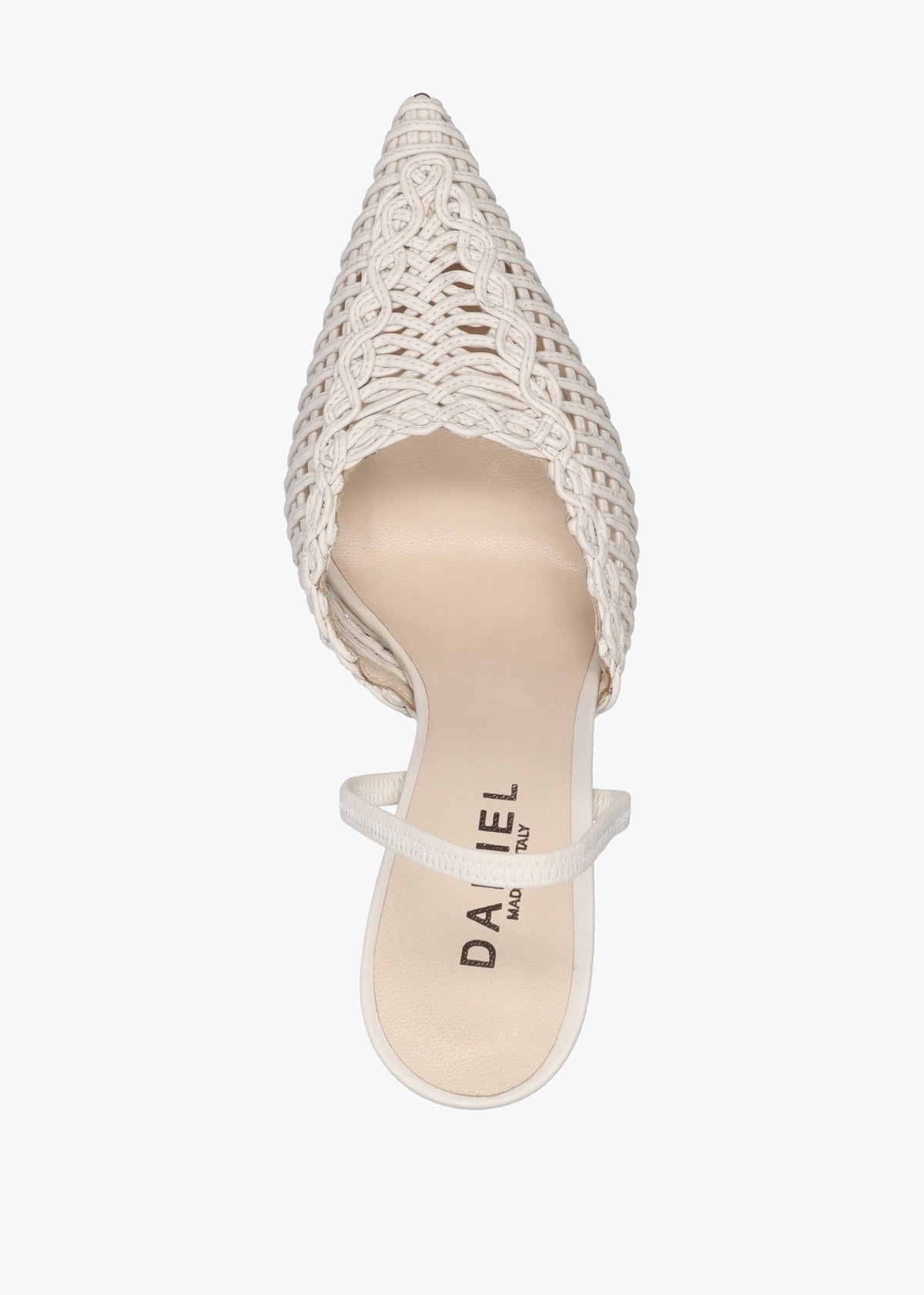 Tiffi White Leather Woven Sling Back Court Shoes