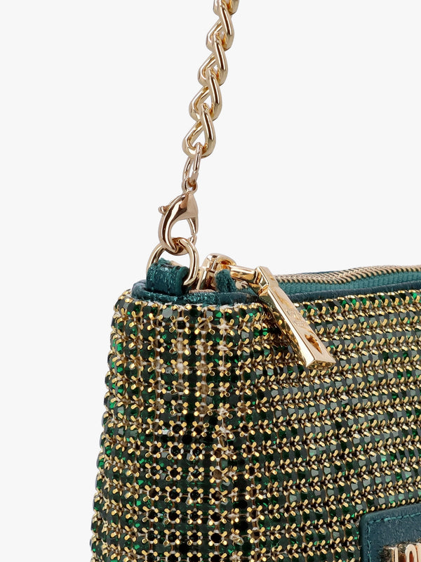 Bling Bling Emerald Green Chain Handle Shoulder Bag