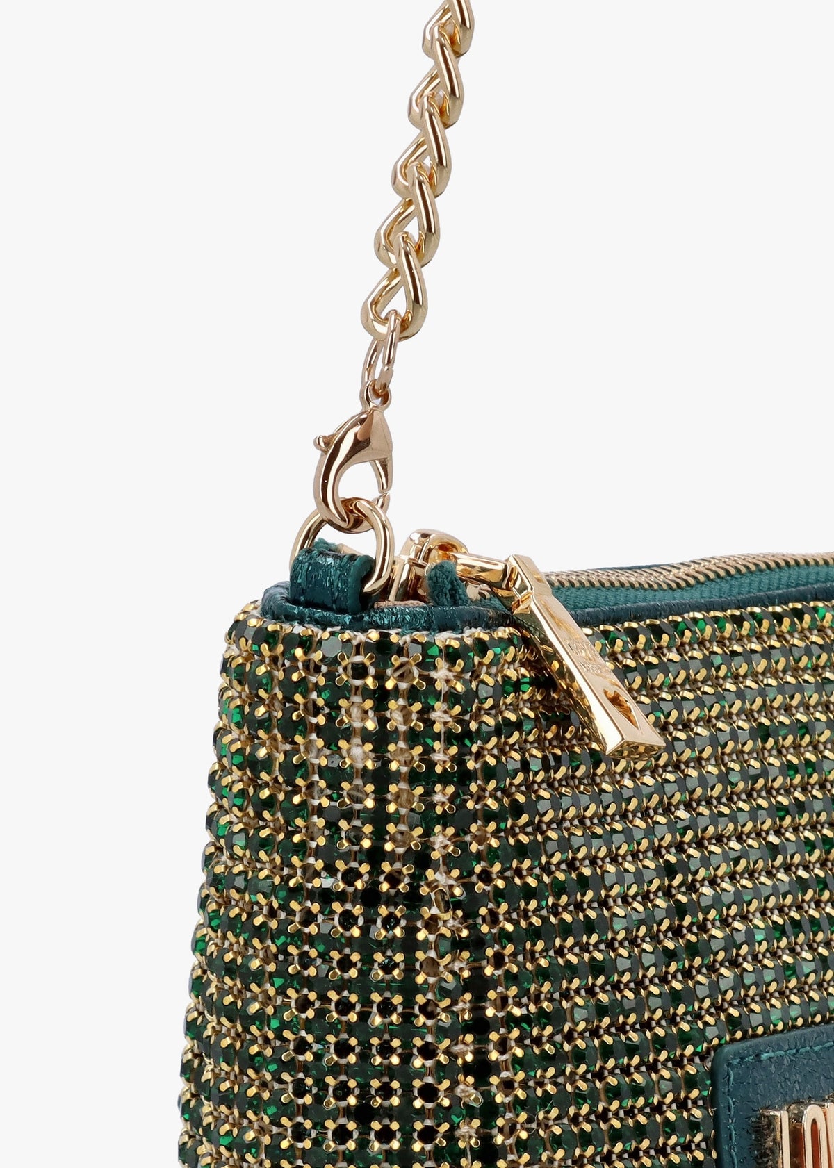 Bling Bling Emerald Green Chain Handle Shoulder Bag