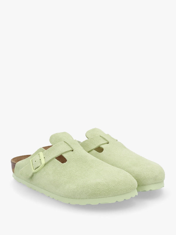 Boston Faded Lime Suede Leather Clogs