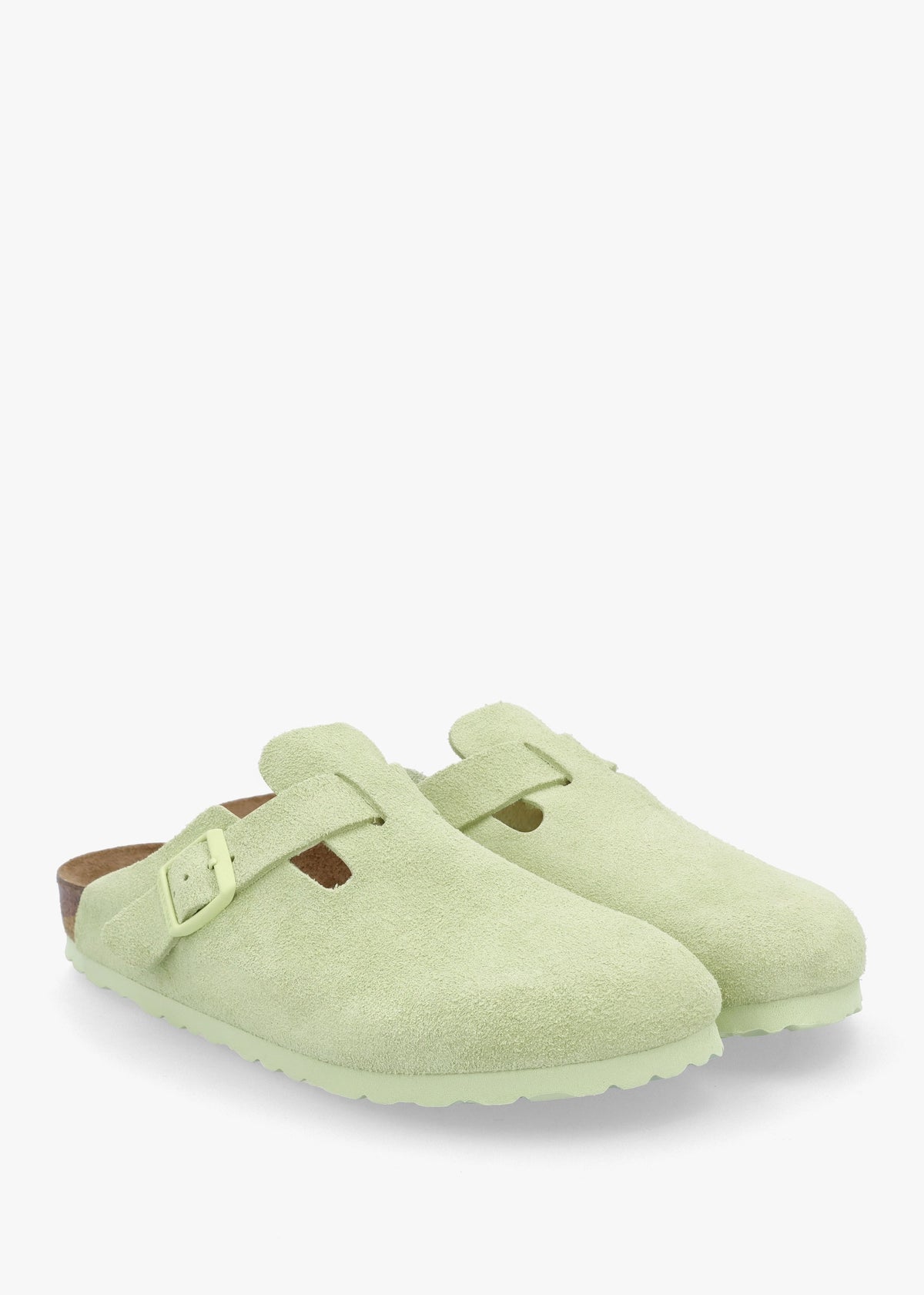 Boston Faded Lime Suede Leather Clogs