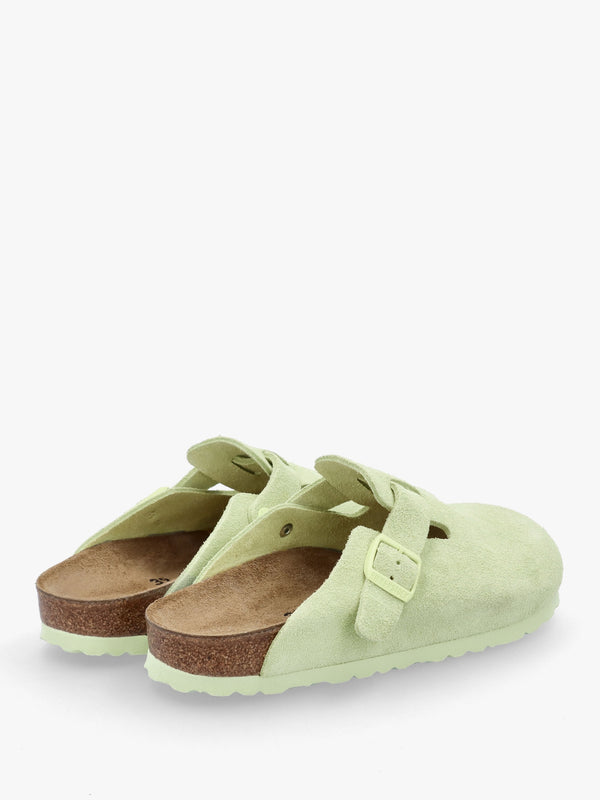 Boston Faded Lime Suede Leather Clogs