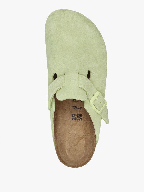 Boston Faded Lime Suede Leather Clogs