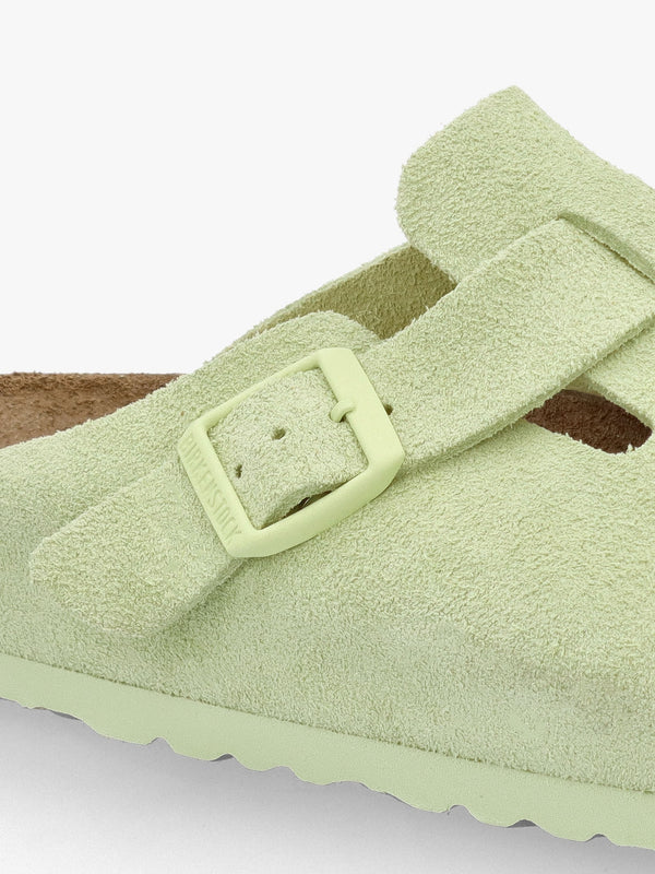 Boston Faded Lime Suede Leather Clogs