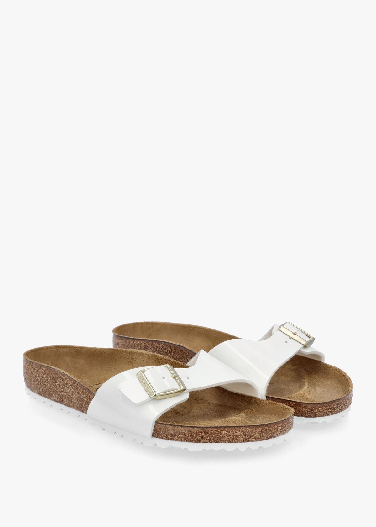 Madrid Birko-Flor Patent White Mules