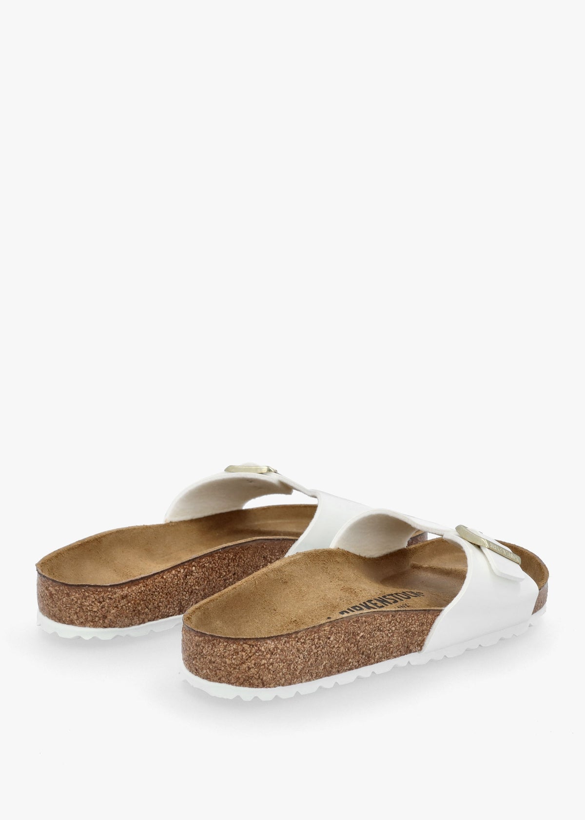 Madrid Birko-Flor Patent White Mules