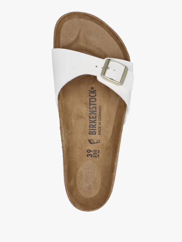 Madrid Birko-Flor Patent White Mules
