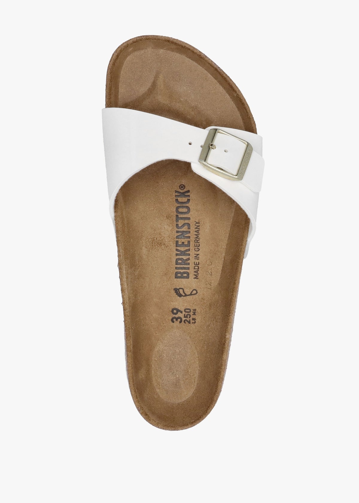 Madrid Birko-Flor Patent White Mules