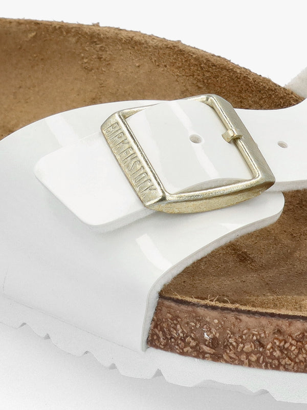 Madrid Birko-Flor Patent White Mules
