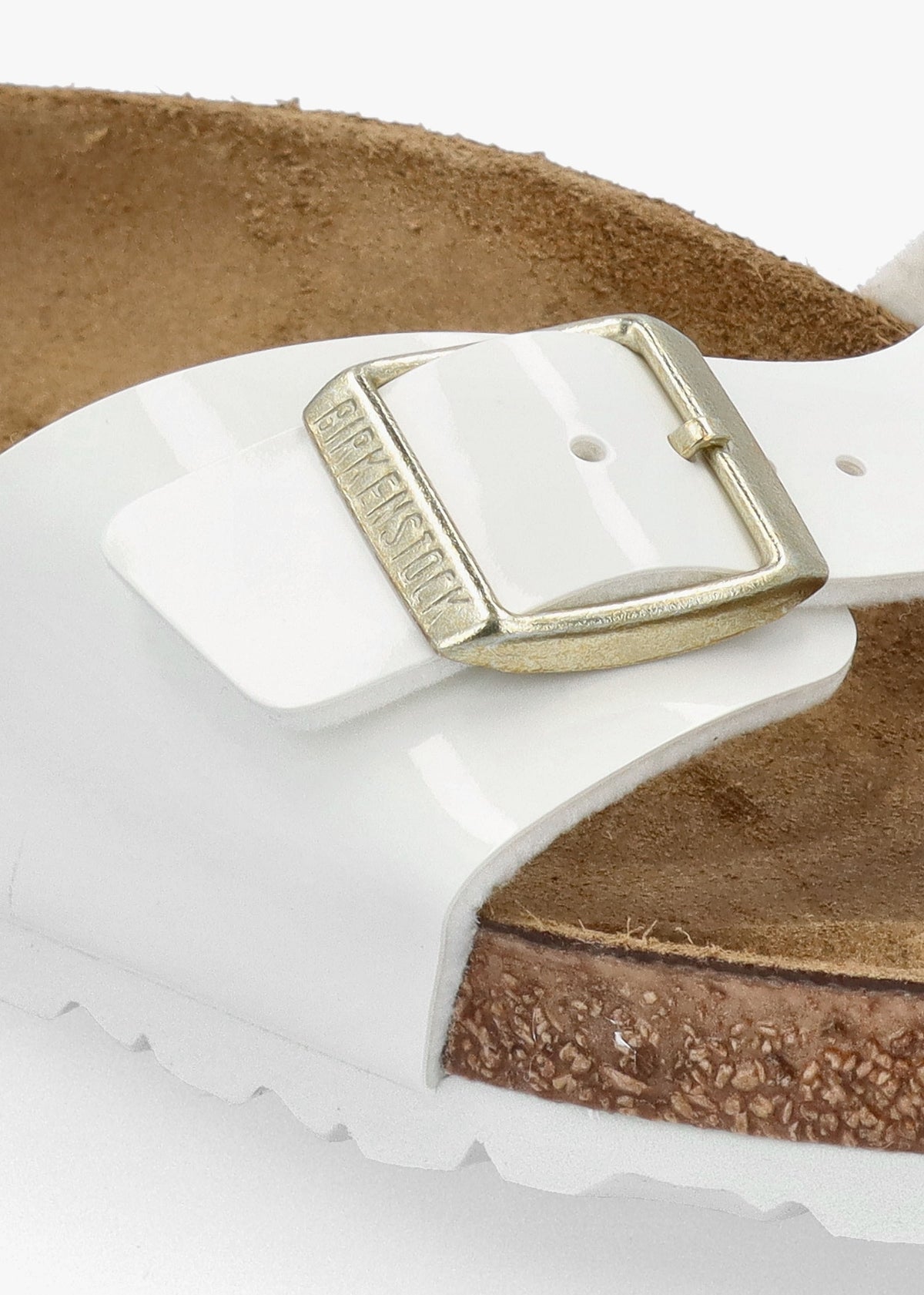 Madrid Birko-Flor Patent White Mules