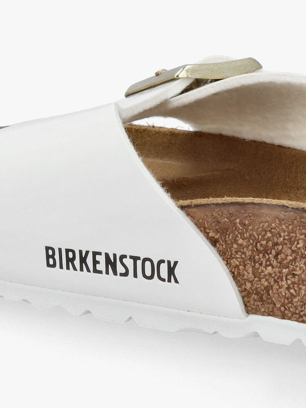 Madrid Birko-Flor Patent White Mules