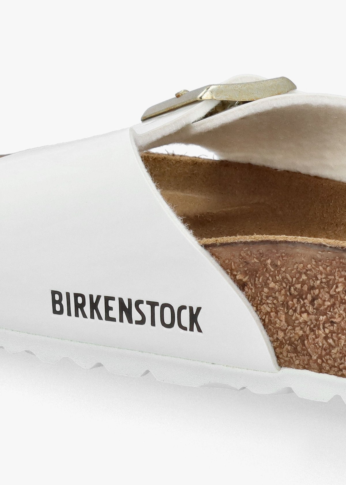 Madrid Birko-Flor Patent White Mules