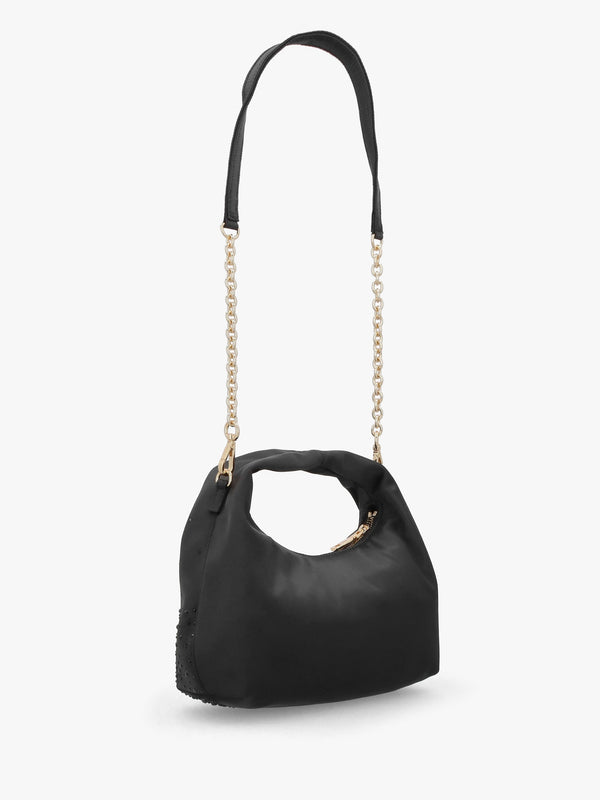 Majestic Black Rhinestone Hobo Bag
