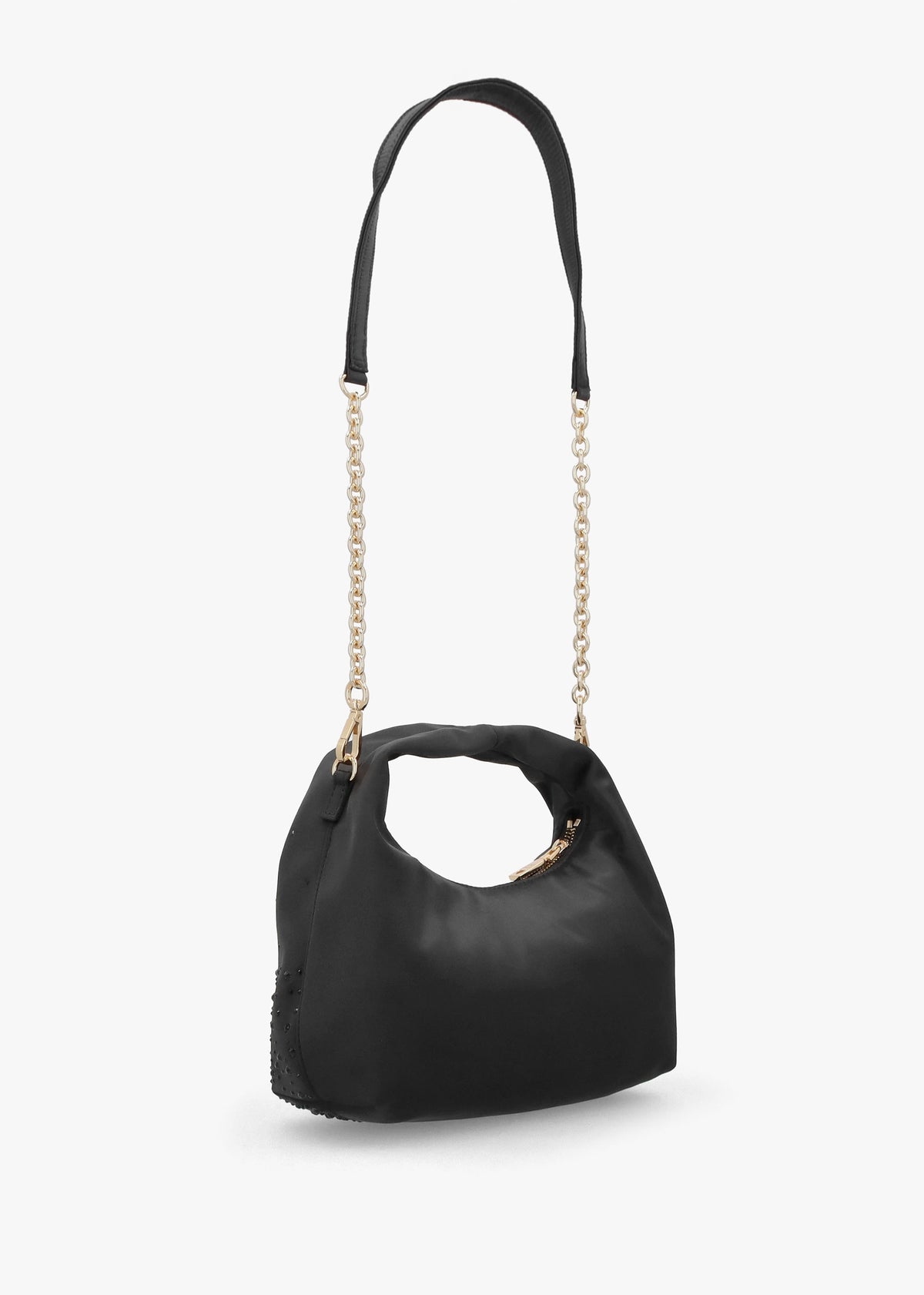 Majestic Black Rhinestone Hobo Bag