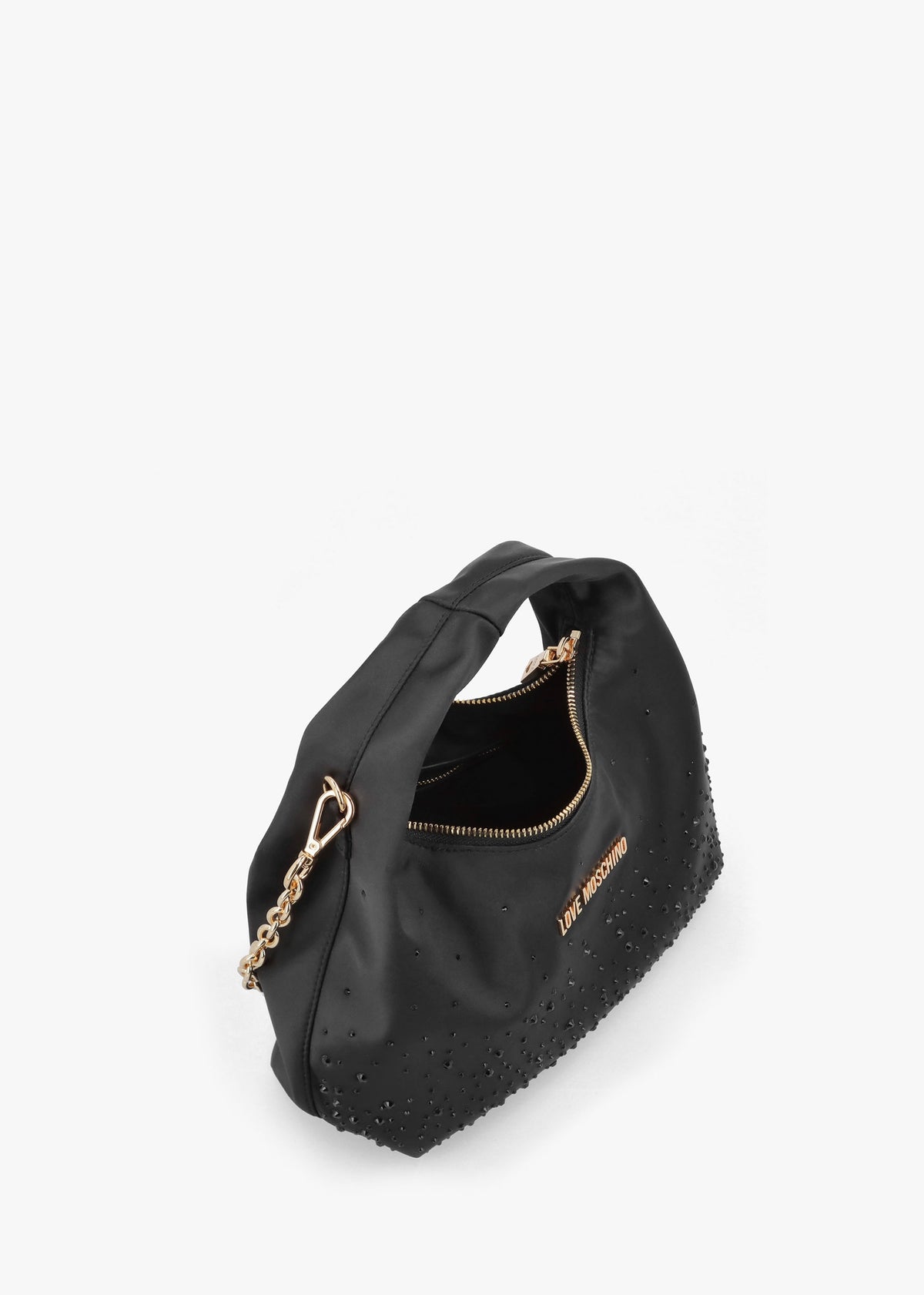 Majestic Black Rhinestone Hobo Bag