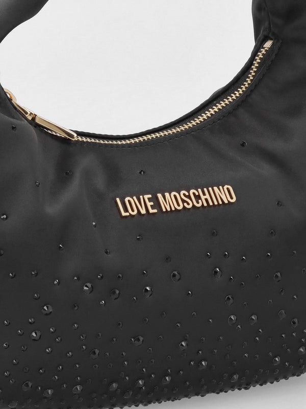 Majestic Black Rhinestone Hobo Bag