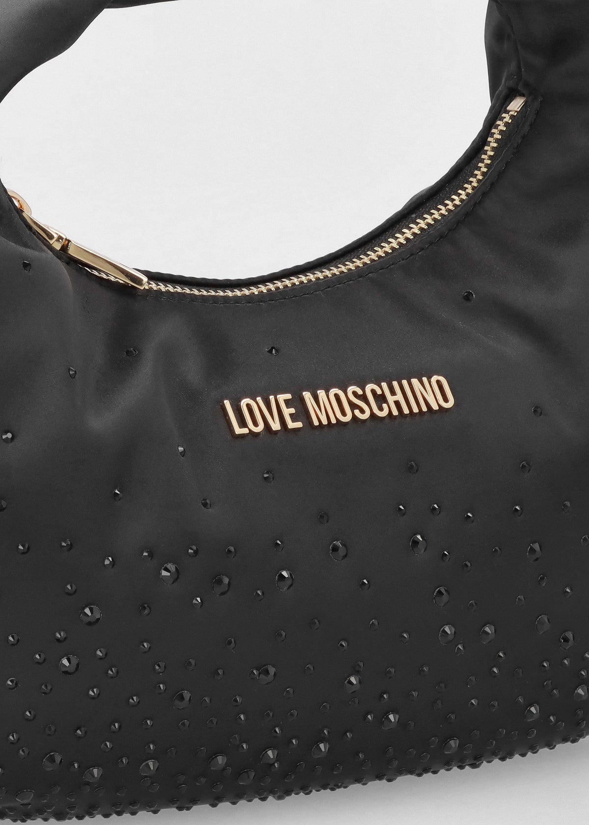 Majestic Black Rhinestone Hobo Bag