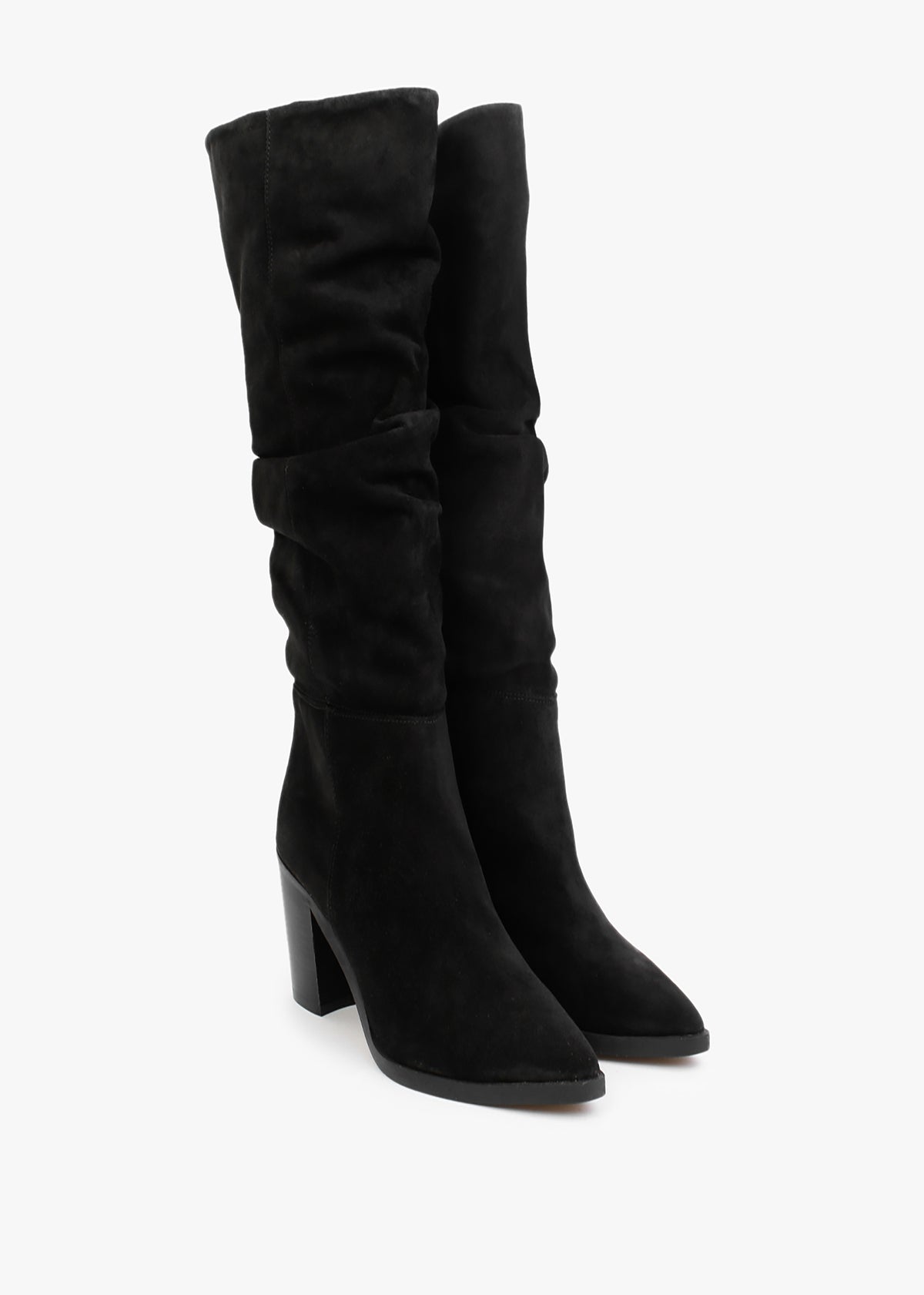 Strudel Black Suede Ruched Knee Boots