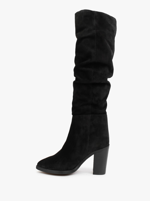 Strudel Black Suede Ruched Knee Boots