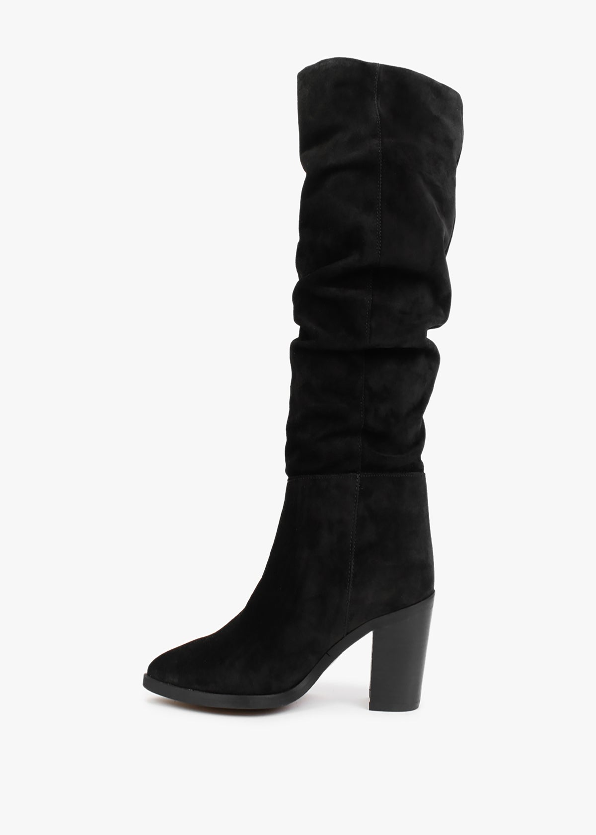 Strudel Black Suede Ruched Knee Boots