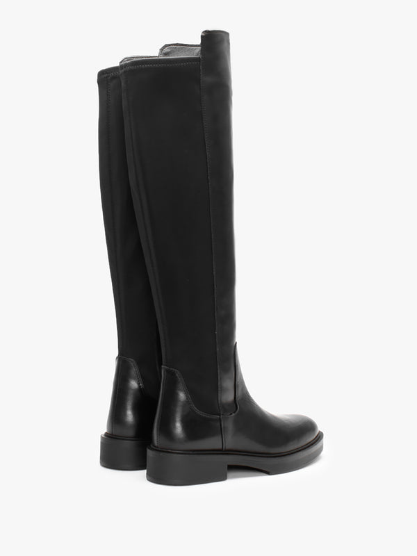 Comice Black Leather Over The Knee Boots