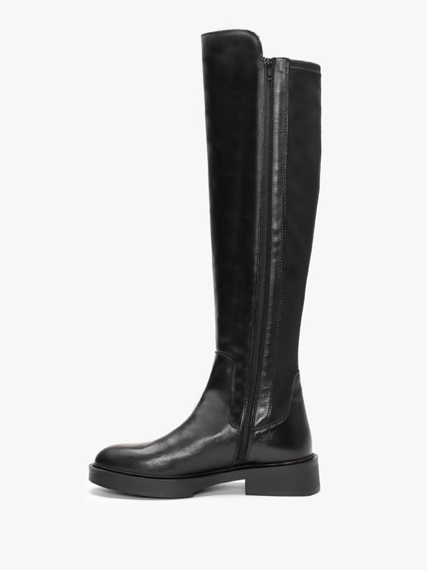 Comice Black Leather Over The Knee Boots