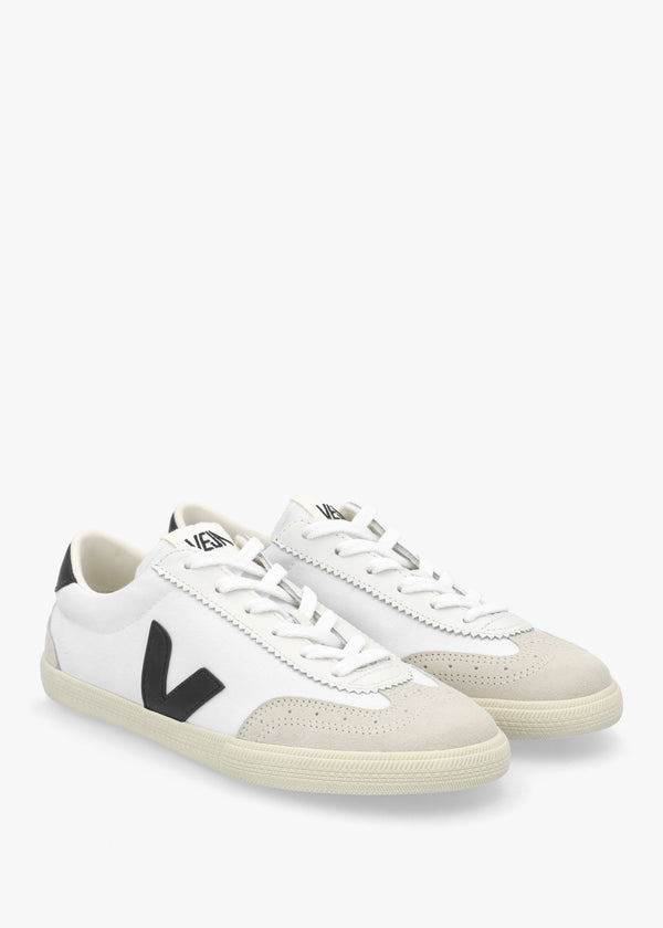 Volley White Black Canvas Trainers
