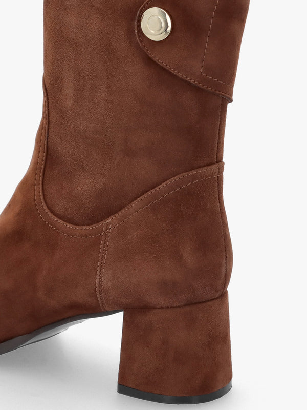 Payton Tan Suede Block Heel Ankle Boots