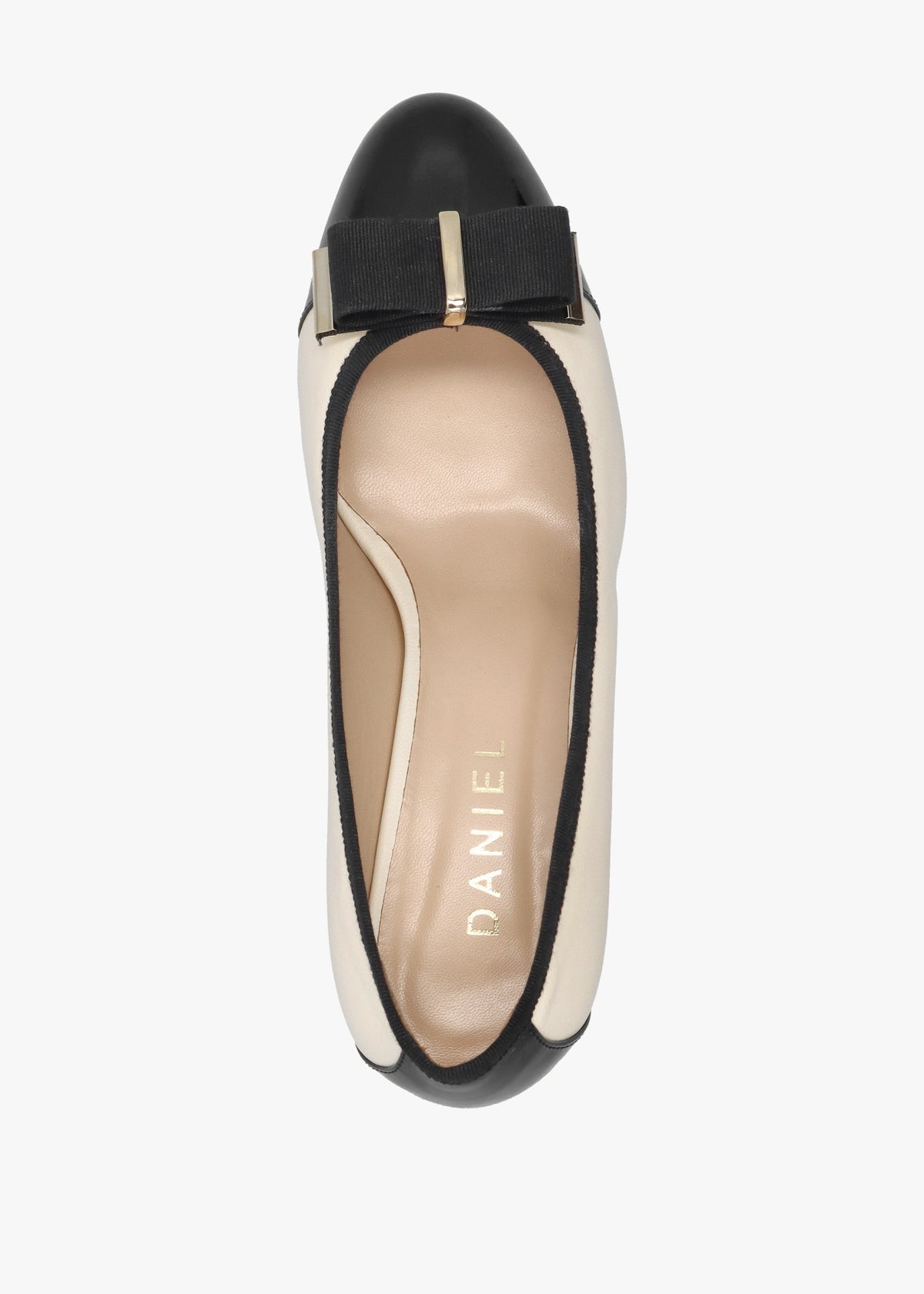 Paige White Leather Block Heel Court Shoes